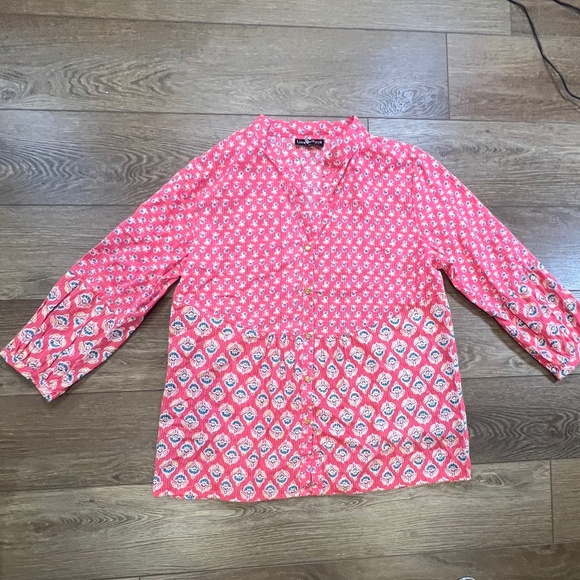 Liza Byrd Tops - Liza Byrd Women's Printed Blouse Top, Size XL, Lightweight, Button Front, Summer